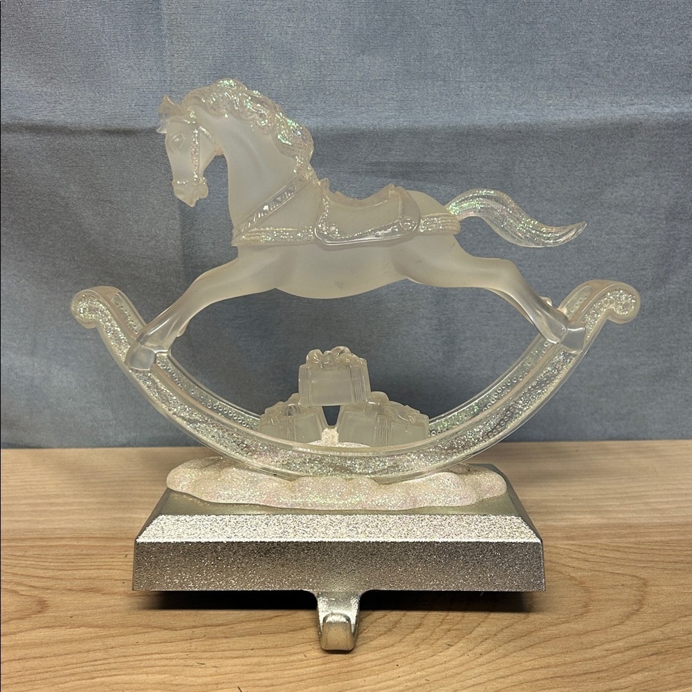 Elegant Rocking Horse Figurine stocking holder hanger christmas sock